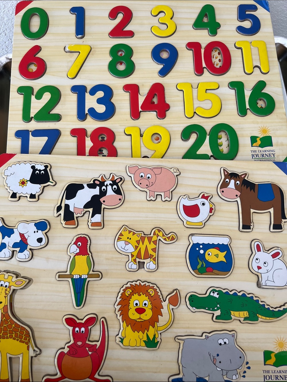 Wooden Number & Animal Puzzle Board